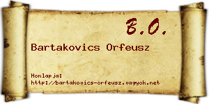 Bartakovics Orfeusz névjegykártya